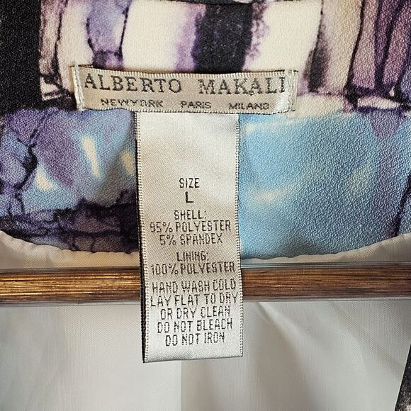 Alberto Makali Vintage Open Blazer Cuff Sleeve Abstract Artsy Funky Multicolor L - Picture 3 of 12